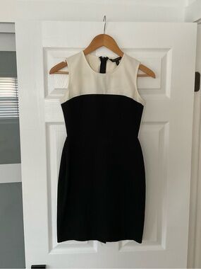 Banana Republic Black and Cream Sleeveless Colorblock Mini Dress